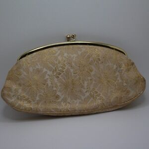 Vintage Gold Floral Brocade Clutch Purse‎ Evening Bag Party Prom Wedding